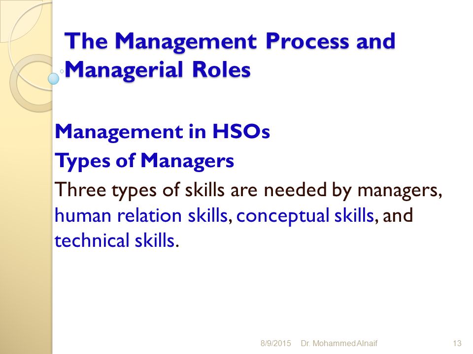 Managerial Skills and Roles